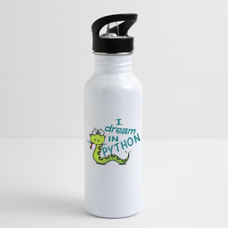 Python programmer Water bottle with straw