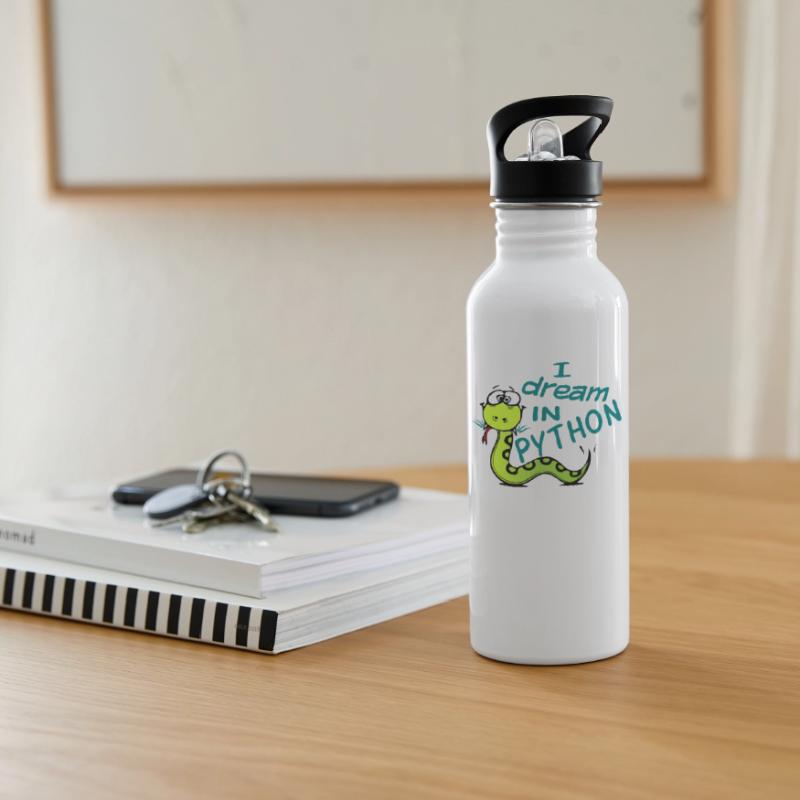 Python programmer Water bottle with straw