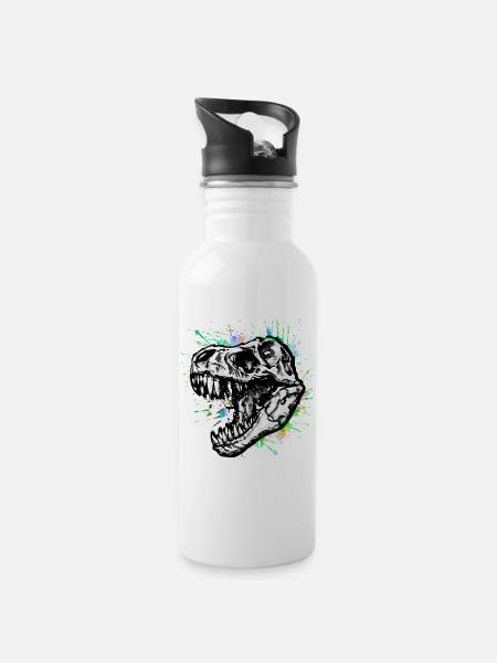 Dinosaur / T-Rex / Trex / gift idea - Water bottle with straw - white