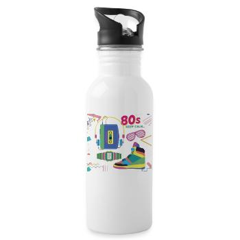 80s Keep Calm Eighties eighties - Water bottle with straw - white - Right