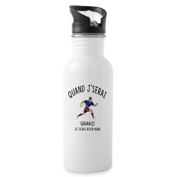 QUAND JE SERAI GRAND JE SERAI RUGBYMAN - Gourde avec paille intégrée - blanc - Droite