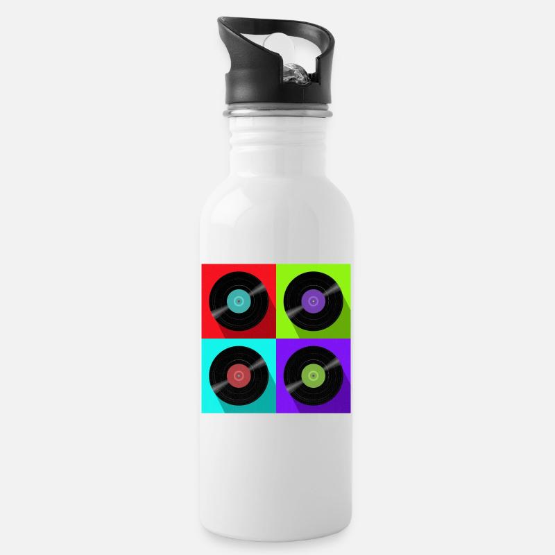 QuadColor Vinyl - Trinkflasche mit integriertem Trinkhalm - Weiß