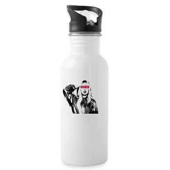 Love Me - Liebe Mich - Frau - Mädchen - Graffiti - Trinkflasche mit integriertem Trinkhalm - Weiß - Rechts
