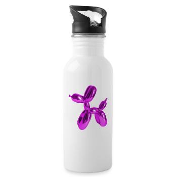 Ballon Pink Hund | Hundeliebhaber Hundebesitzer - Trinkflasche mit integriertem Trinkhalm - Weiß - Rechts