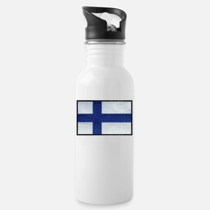 Drapeau finlande - Gourde avec paille intégrée - blanc