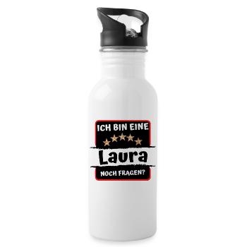 Ich bin eine Laura | Vornamen 5 Sterne | Spruch - Trinkflasche mit integriertem Trinkhalm - Weiß - Rechts