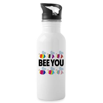 Bee you LGBTQ Pride Month Gay Lesbian - Trinkflasche mit integriertem Trinkhalm - Weiß - Rechts