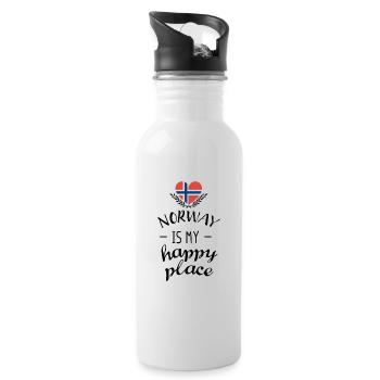 Norway Scandinavia Happy - Trinkflasche mit integriertem Trinkhalm - Weiß - Rechts