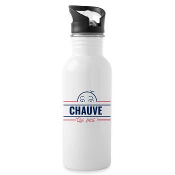 Chauve qui peut - Cadeau drôle Calvitie Homme - Gourde avec paille intégrée - blanc - Droite