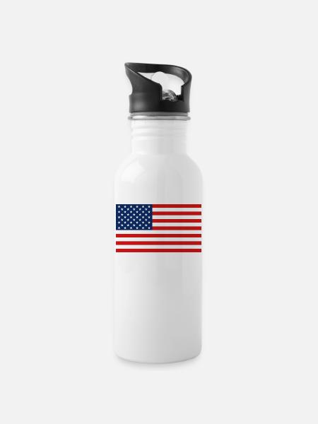 Drapeau USA - Flag - Gourde avec paille intégrée - blanc