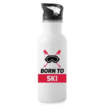 NÉ AU SKI - Gourde avec paille intégrée - blanc - Droite