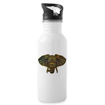Elefant Mandala Indien Afrika - Trinkflasche mit integriertem Trinkhalm - Weiß - Rechts