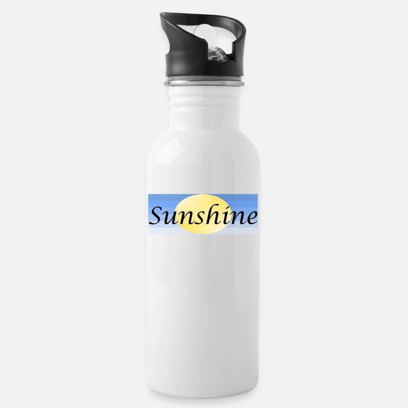 Sunshine - Trinkflasche mit integriertem Trinkhalm - Weiß