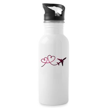 Avion avion avec cadeau de voyage de pilote de coeur - Gourde avec paille intégrée - blanc - Droite