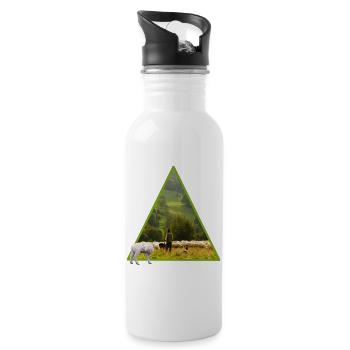 sheep with shepherd - Water bottle with straw - white - Right