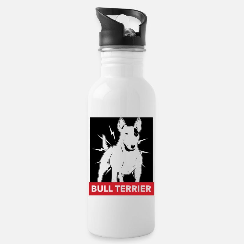 Bull terrier - Water bottle with straw - white