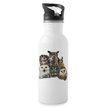 Owls - Water bottle with straw - white - Right