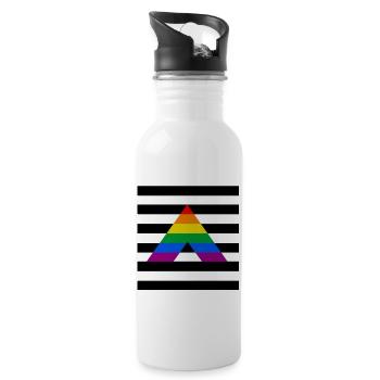 Straight Ally with LGBTQ+ Flag - Water bottle with straw - white - Right