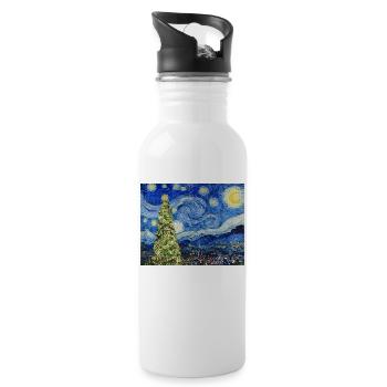 Van Gough Starry Night - Christmas Tree Trending - Water bottle with straw - white - Right