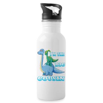 Ich bin das große Cousin-Geschenk - Trinkflasche mit integriertem Trinkhalm - Weiß - Rechts
