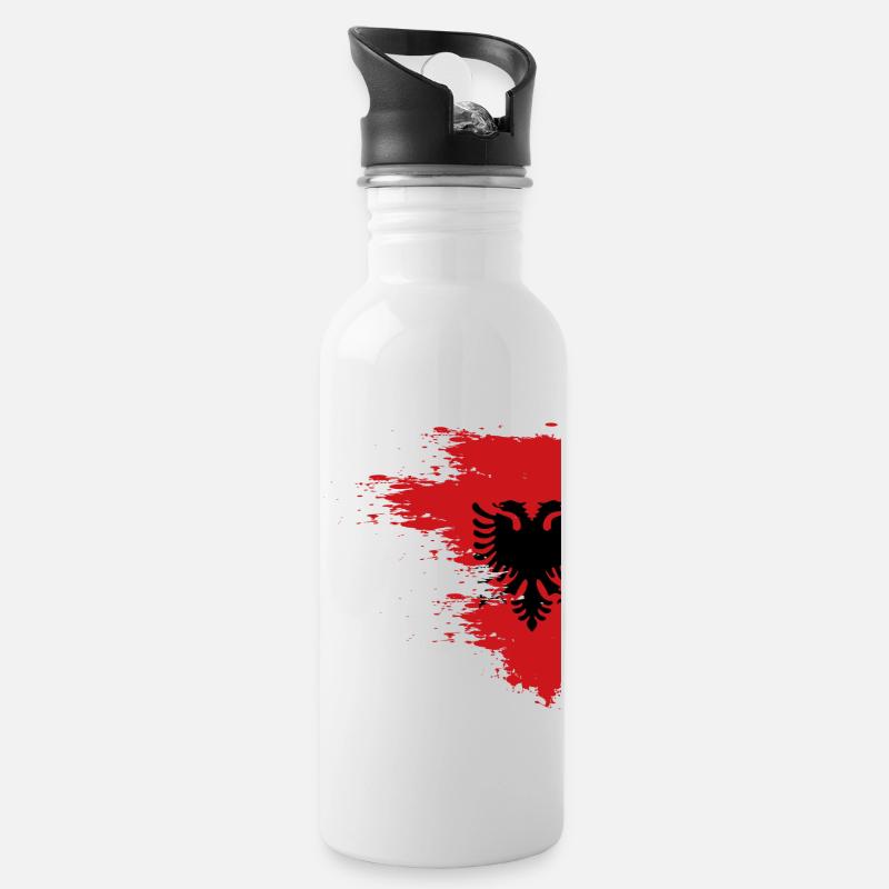 Kuq & Zi - Water bottle with straw - white