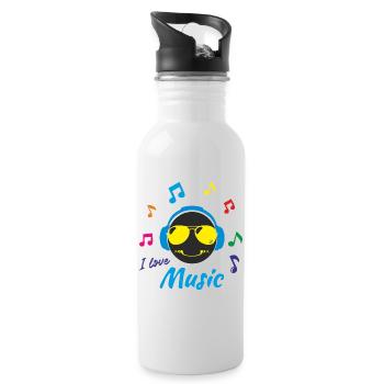 I love Music - Water bottle with straw - white - Right