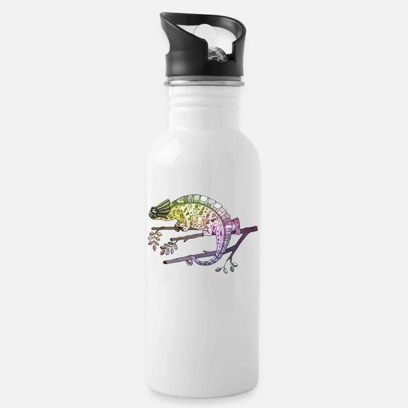 Chamäleon - Trinkflasche mit integriertem Trinkhalm - Weiß