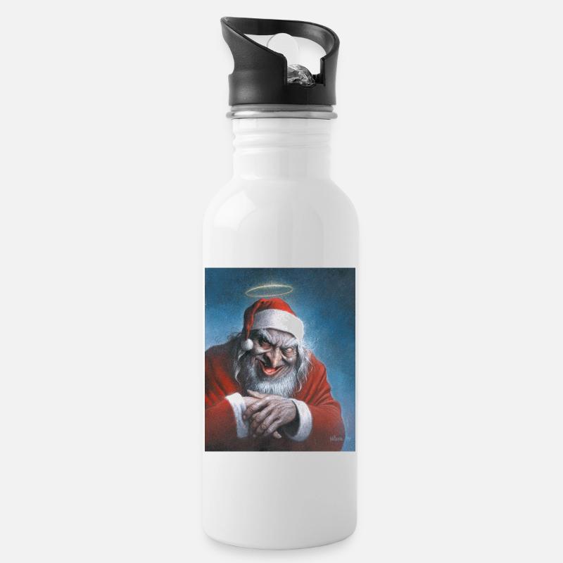 Weihnachtsmann Santa Claus by Sebastian Krüger - Trinkflasche mit integriertem Trinkhalm - Weiß