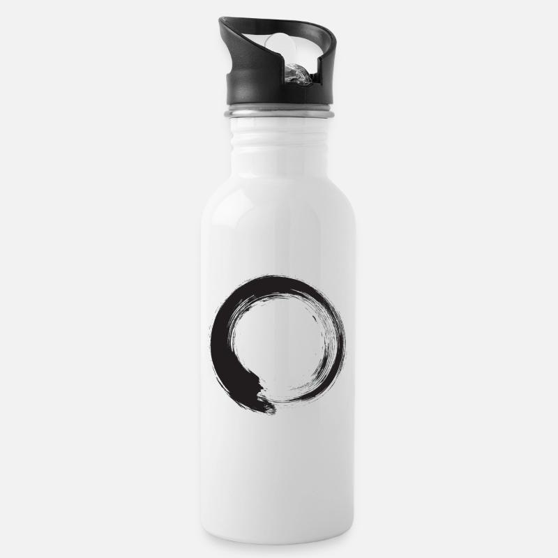 Japanische Enso - Trinkflasche mit integriertem Trinkhalm - Weiß