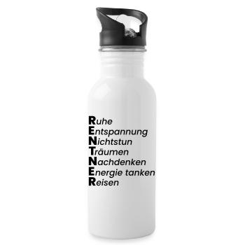 Rentner - Trinkflasche mit integriertem Trinkhalm - Weiß - Rechts