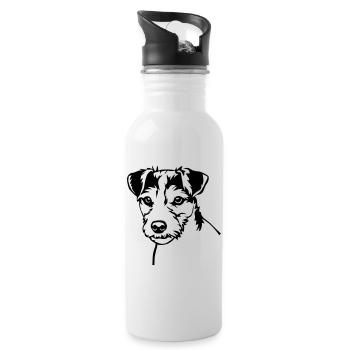 Parson Russell Terrier head - Water bottle with straw - white - Right
