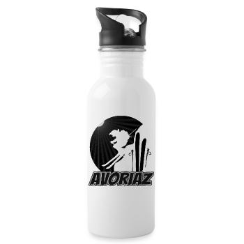 Avoriaz Ski Silhouette Jump - Water bottle with straw - white - Right