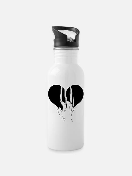 Broken Heart Torn Love - Water bottle with straw - white