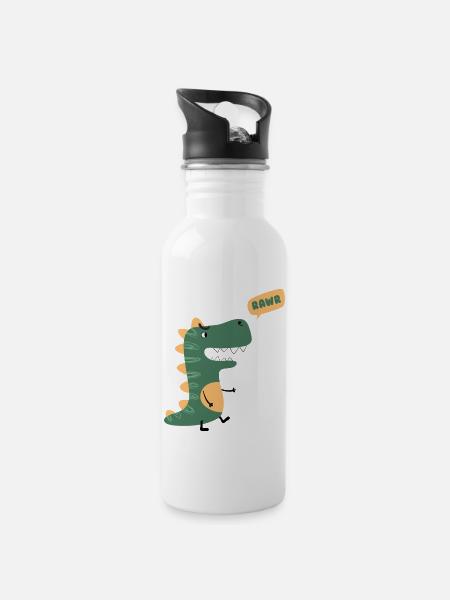 Dinosaure - Gourde avec paille intégrée - blanc