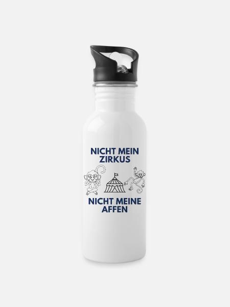 Nicht mein Zirkus Nicht meine Affen - Trinkflasche mit integriertem Trinkhalm - Weiß