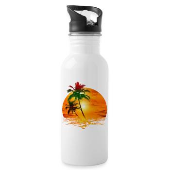 Travel Exotic Palmen Sonne - Trinkflasche mit integriertem Trinkhalm - Weiß - Rechts