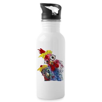 A funny chicken, chicken, chicken with glasses - Water bottle with straw - white - Right