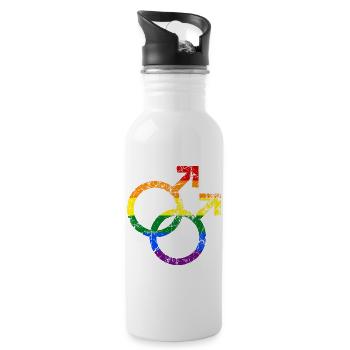colorful lgbt gay mâle symbole grunge effet - Gourde avec paille intégrée - blanc - Droite