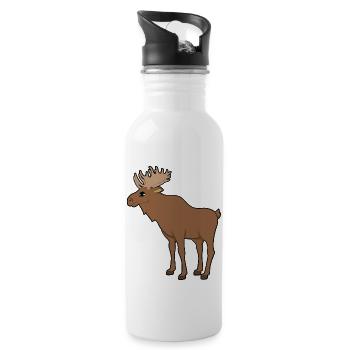 Elch - Trinkflasche mit integriertem Trinkhalm - Weiß - Rechts