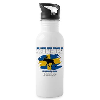 Schweden Meme Design mit Elchsilhouette - Trinkflasche mit integriertem Trinkhalm - Weiß - Rechts