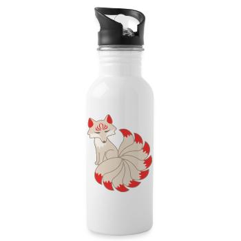 Kitsune Fuchs - Trinkflasche mit integriertem Trinkhalm - Weiß - Rechts