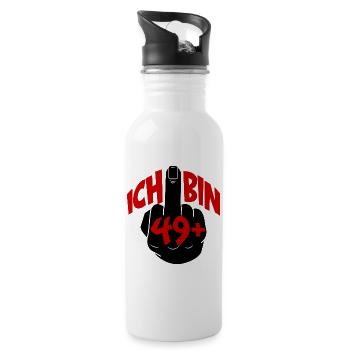 ICH BIN 49+ Ü50 GEBURTSTAG - Trinkflasche mit integriertem Trinkhalm - Weiß - Rechts