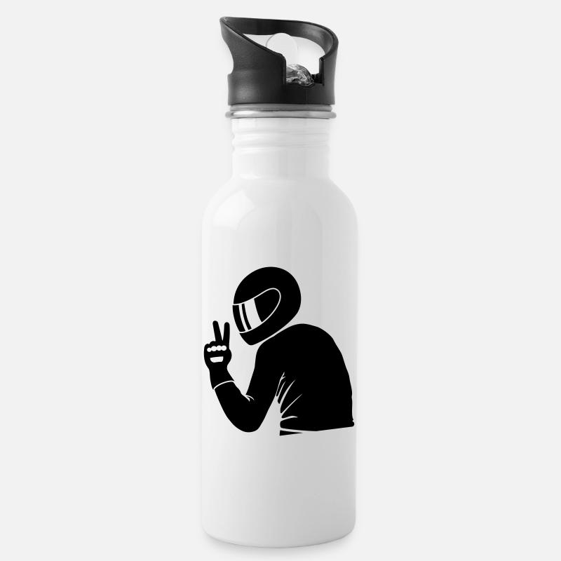 Respect for Riders (+ Your Text) - Water bottle with straw - white