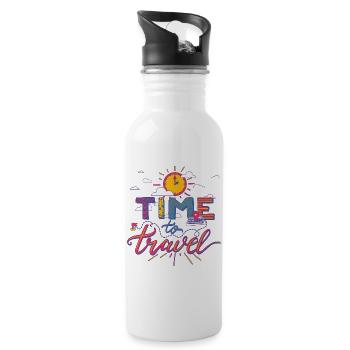 Time To Travel Urlaub Abenteuer Shirt - Trinkflasche mit integriertem Trinkhalm - Weiß - Rechts
