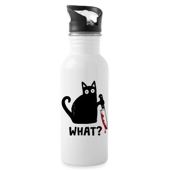 Quel chat fou ? Drôle de chat noir humour - Gourde avec paille intégrée - blanc - Droite