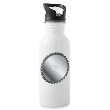 einzelnes Kreissägeblatt Metallfarben - Trinkflasche mit integriertem Trinkhalm - Weiß - Rechts