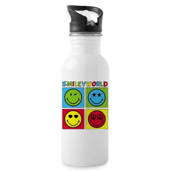 Smileys et quadrichromie - Gourde avec paille intégrée - blanc - Droite