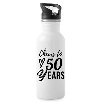 50th birthday - Water bottle with straw - white - Right