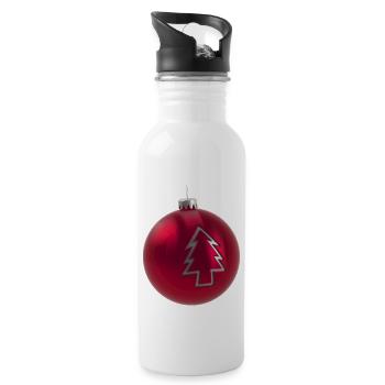 Kugel mit Baum inrot - Trinkflasche mit integriertem Trinkhalm - Weiß - Rechts