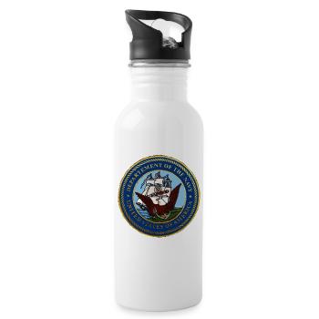 NAVY USA LANDUNG NORMANDIE Louis RUNEMBERG © - Trinkflasche mit integriertem Trinkhalm - Weiß - Rechts